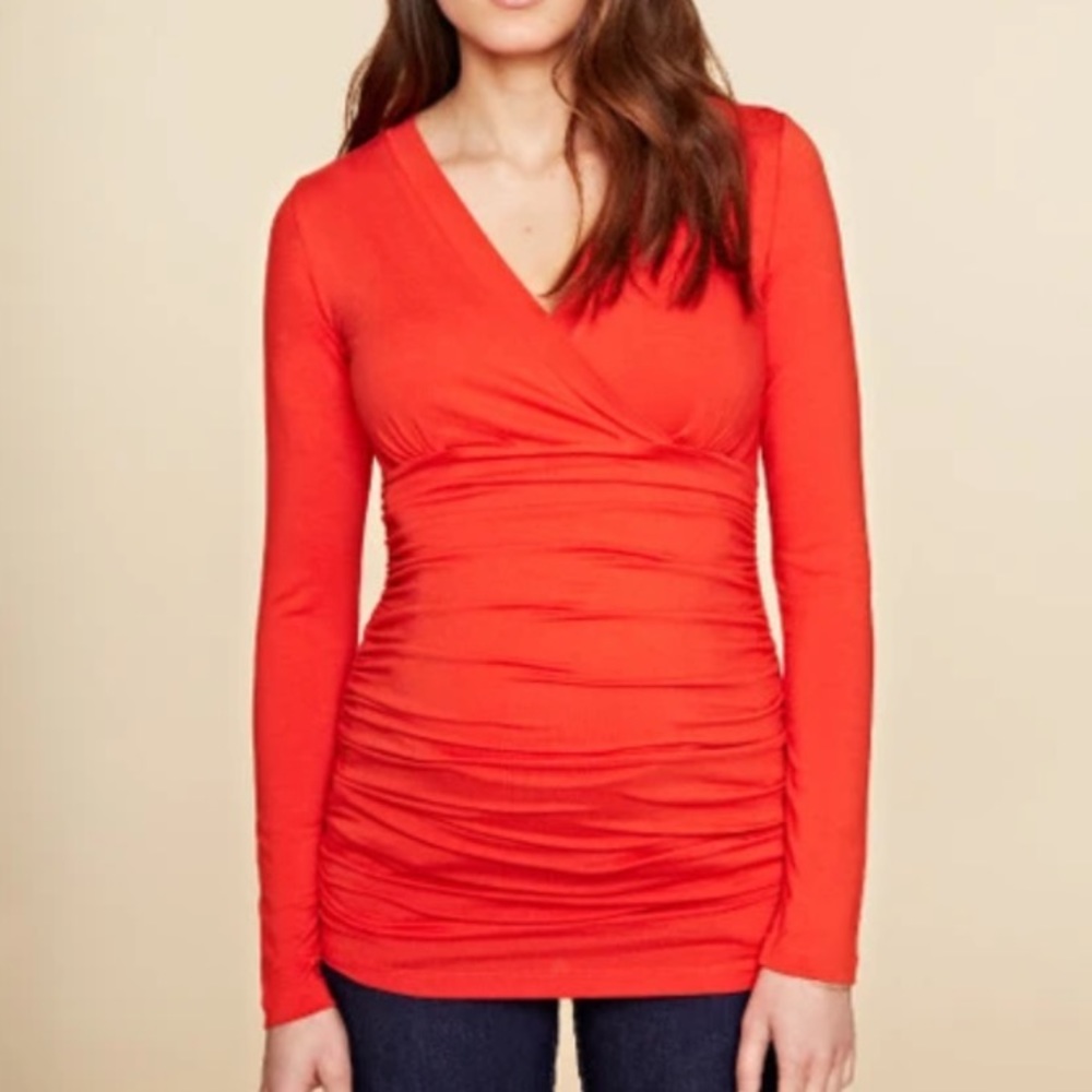 Isabella Oliver The Ruched Wrap Top 2 NWT Orange